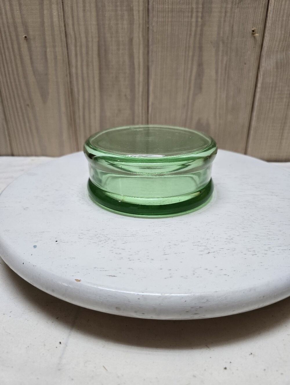 Vintage Green Glass Powder Dish